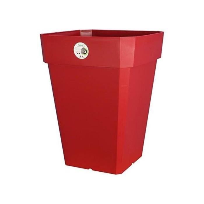 RIVIERA Flower Pot - Soleilla Square - 39x39x36 cm - Red - 100% Recyclable Plastic