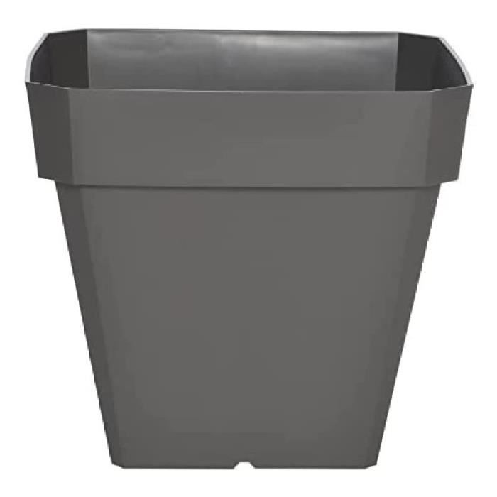 RIVIERA Square Flower Pot - Plastic - 40 x 40 x H 36 cm - Glittery Grey