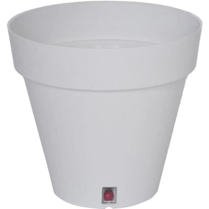 Pot de fleurs rond - RIVIERA - LOFT - Plastique - D29,5 x H27 cm - Blanc