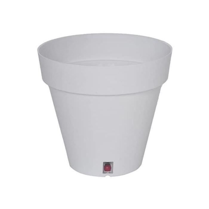 Pot de fleurs rond - RIVIERA - LOFT - Plastique - D29,5 x H27 cm - Blanc