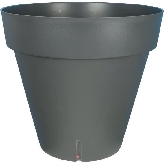 RIVIERA LOFT Round Flower Pot - Plastic - Grey - D29.5 x H27 cm - 10.5 L