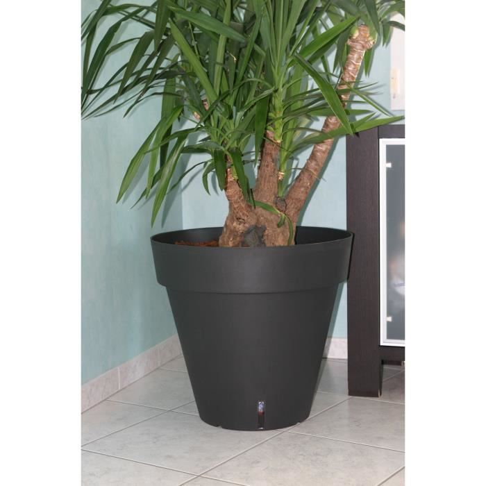 RIVIERA LOFT Round Flower Pot - Plastic - Grey - D29.5 x H27 cm - 10.5 L
