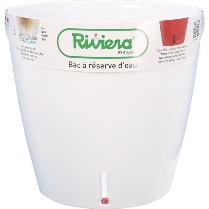 RIVIERA Flower Pot with Water Reservoir - Round - Ø 35 x H 33 cm - White