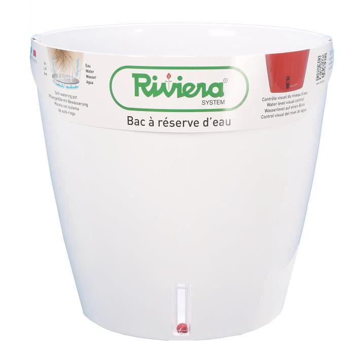 RIVIERA Flower Pot with Water Reservoir - Round - Ø 35 x H 33 cm - White