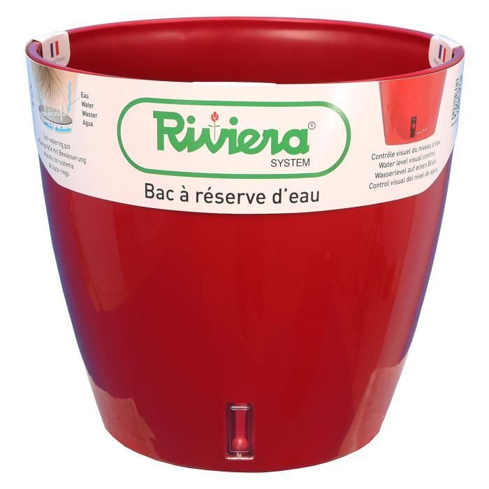RIVIERA Flower Pot with Water Reservoir - EVA NEW Round - Ø 36 x H 33 cm - Red