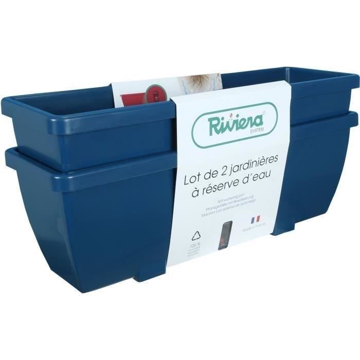 RIVIERA Planter - EVA - Set of 2 Planters - Plastic - 56.5x18.5x25.5 cm each - Blue