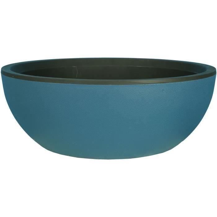 RIVIERA Round Flower Box - Plastic - D40 x H15 cm - Blue D40xH15