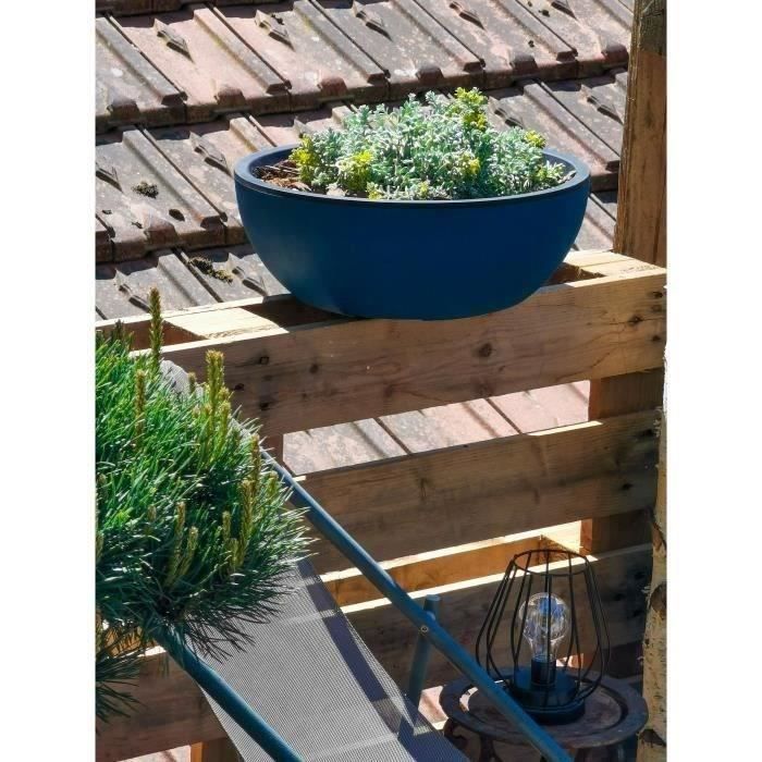 RIVIERA Round Flower Box - Plastic - D40 x H15 cm - Blue D40xH15