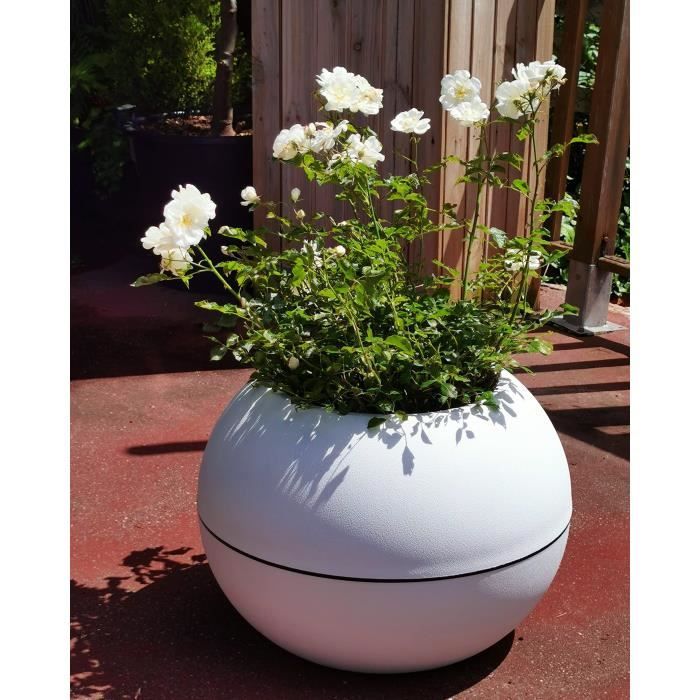 RIVIERA Round Flower Box - Plastic - D40 x H28 cm - White