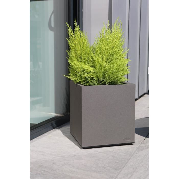 RIVIERA Granite Flower Box - 39.5x39.5x44.5 cm - Grey - With Water Reservoir - 38 L