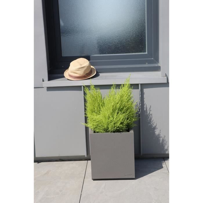 RIVIERA Granite Flower Box - 39.5x39.5x44.5 cm - Grey - With Water Reservoir - 38 L