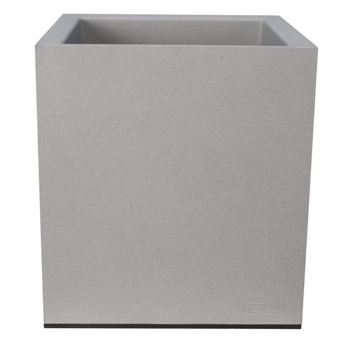 RIVIERA Flower box - Square Granite - Plastic - 40x40 cm - Stone