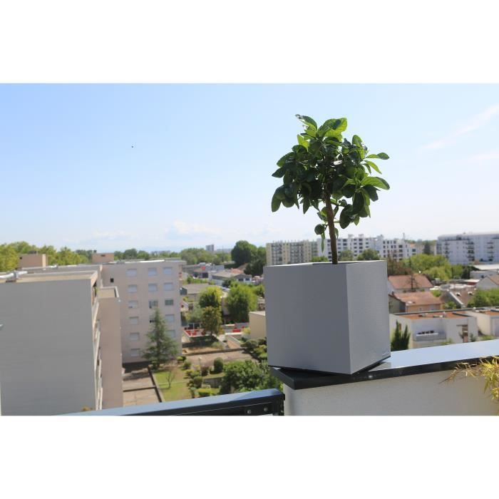 RIVIERA Flower box - Square Granite - Plastic - 40x40 cm - Stone