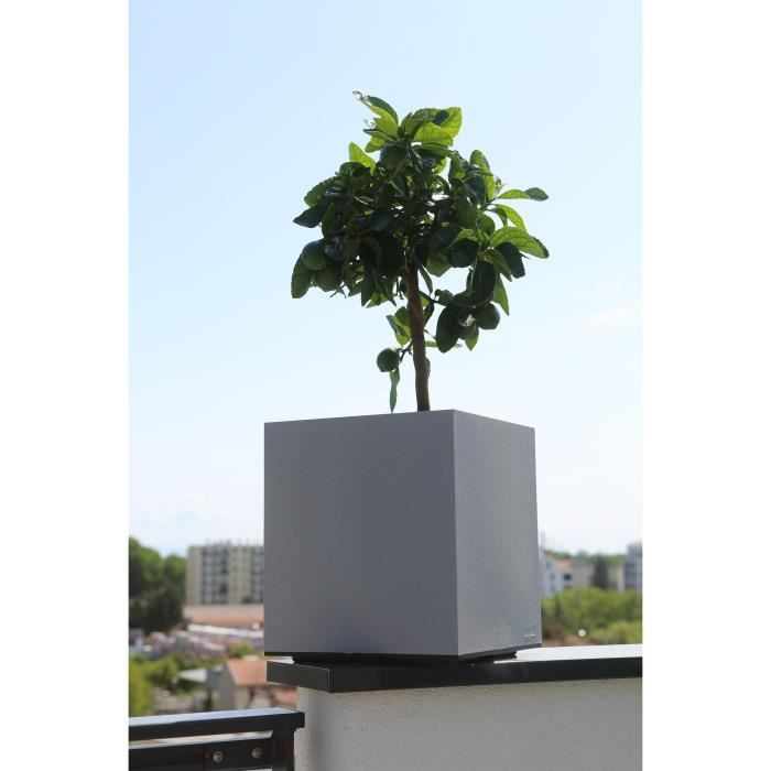 RIVIERA Flower box - Square Granite - Plastic - 40x40 cm - Stone