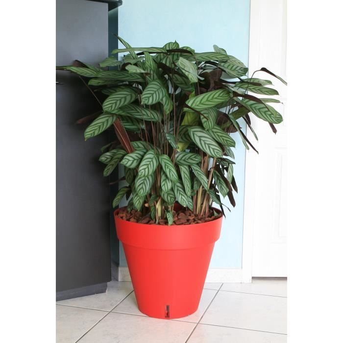 RIVIERA Flower Pot - Loft Round - Ø 49 x H 45 cm - 50 L - Red - Water reservoir
