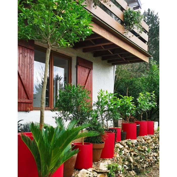 RIVIERA Flowerpot - Round Granite - D49 x H53.5 cm - 57 L - Red
