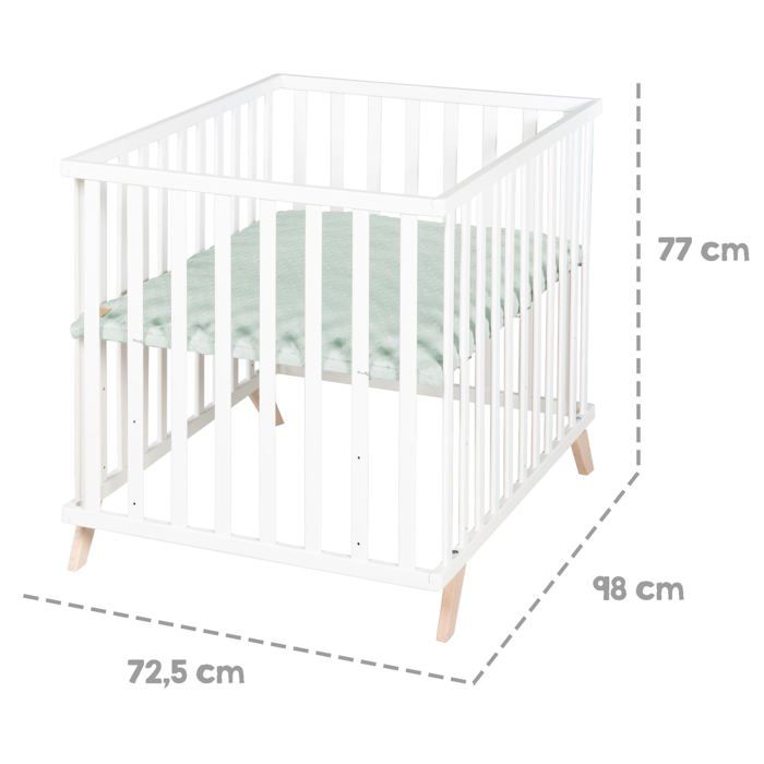 ROBA Baby Playpen - 75 x 100 cm - 'Lil Planet' Playmat - White