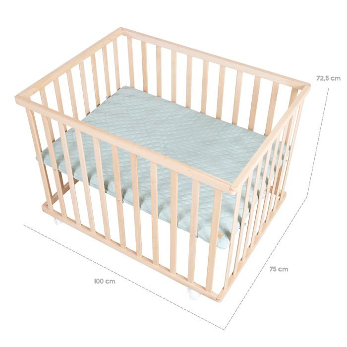 ROBA Baby Playpen - 75 x 100 cm - 'Roba Style' Playmat - Natural Wood
