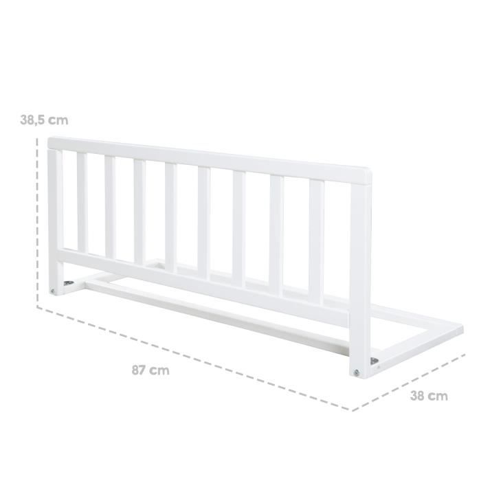 ROBA Wooden Bed Rail 90 cm - Safe Fall Protection for Babies and Children - Easy Assembly - White
