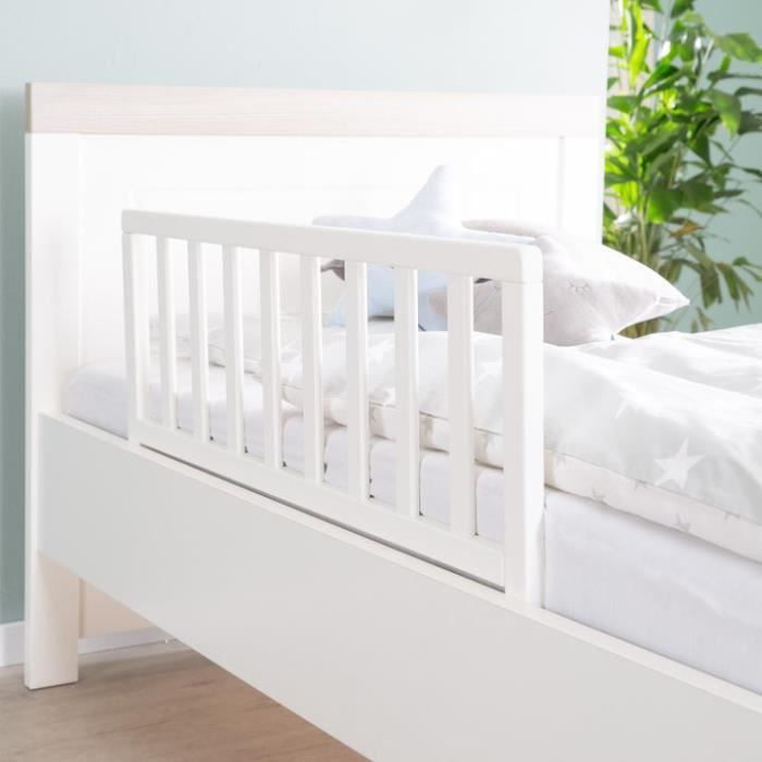ROBA Wooden Bed Rail 90 cm - Safe Fall Protection for Babies and Children - Easy Assembly - White