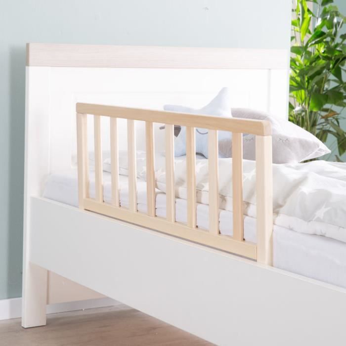 ROBA Bed Rail 90 cm - Safe Fall Protection for Babies 18 Months to 5 Years - Natural Wood