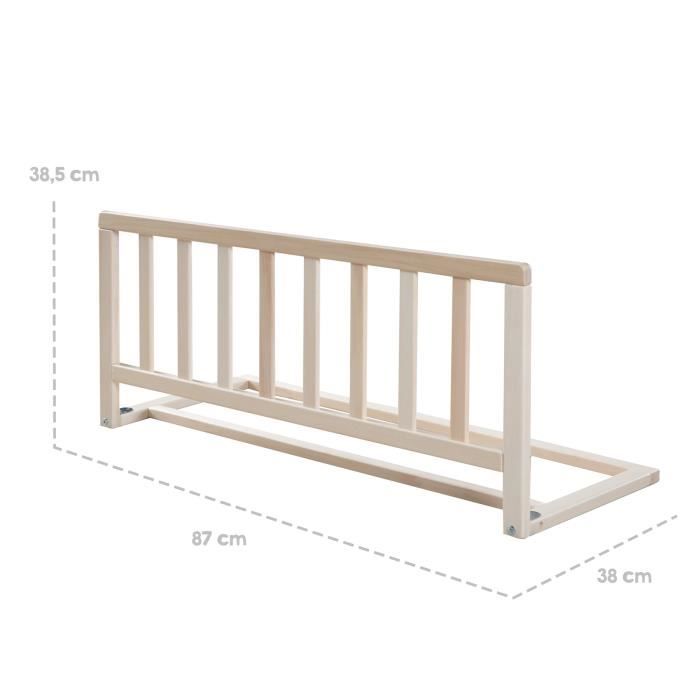 ROBA Bed Rail 90 cm - Safe Fall Protection for Babies 18 Months to 5 Years - Natural Wood