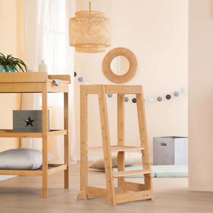 ROBA Montessori Learning Tower - FSC Certified Bamboo - Adjustable to 3 Height Levels