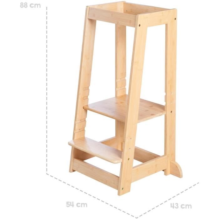 ROBA Montessori Learning Tower - FSC Certified Bamboo - Adjustable to 3 Height Levels