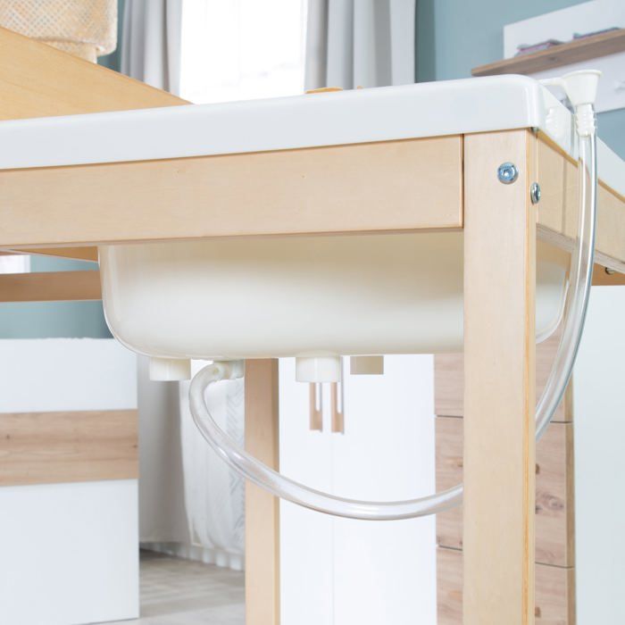 ROBA Extendable Changing Table with Bathtub - BABY POOL - Natural Wood