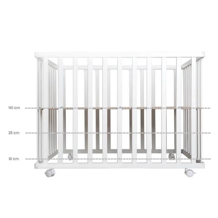 ROBA Baby Playpen - 100x75 cm - Adam and Eule Owl Print Playmat - White Wood