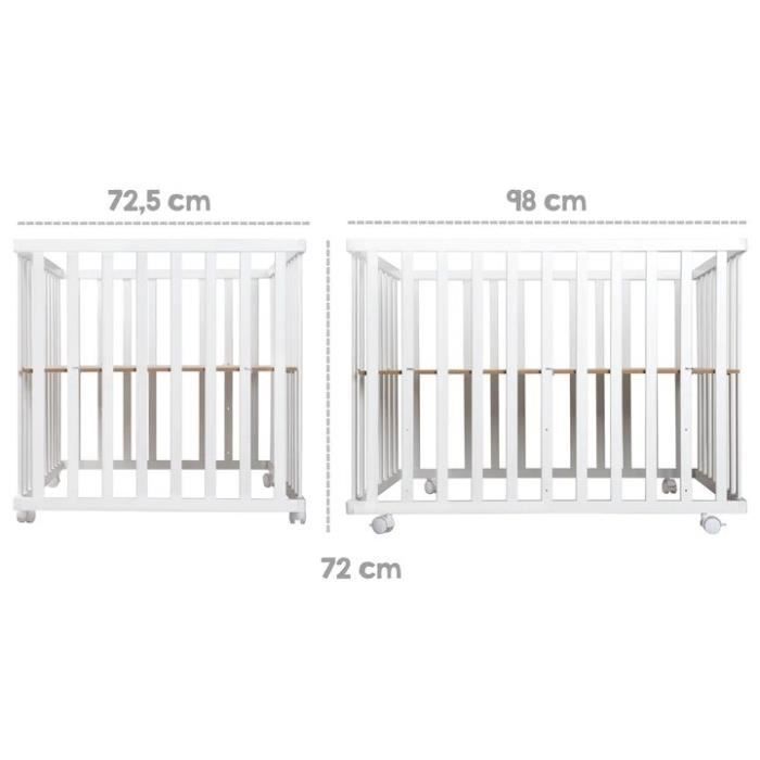 ROBA Baby Playpen - 100x75 cm - Adam and Eule Owl Print Playmat - White Wood