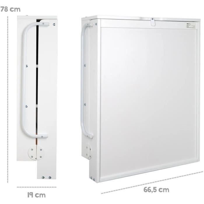 ROBA Wall-Mounted Folding Changing Table - Waterproof Mattress Included - White Lacquered Wood