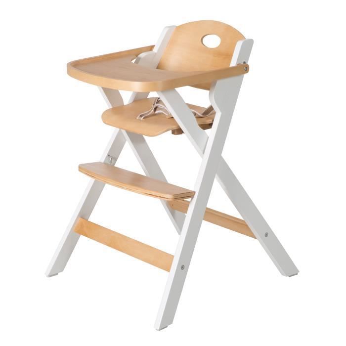 ROBA Folding High Chair - Wood/White - Meal Tray + Safety Harness