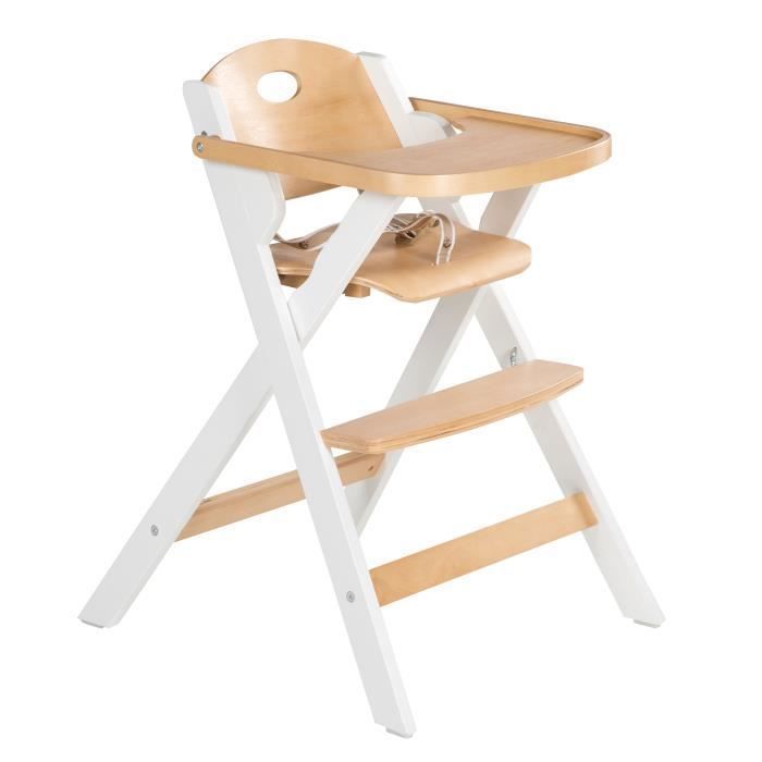 ROBA Folding High Chair - Wood/White - Meal Tray + Safety Harness