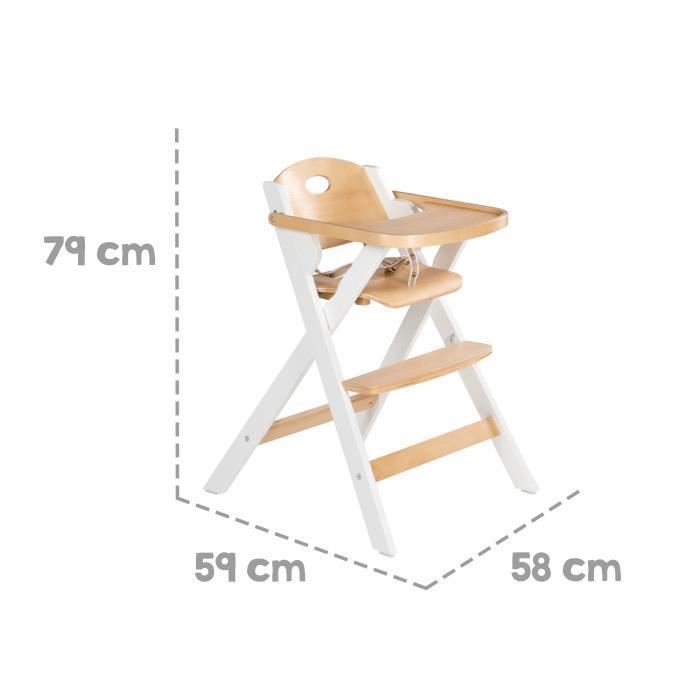 ROBA Folding High Chair - Wood/White - Meal Tray + Safety Harness