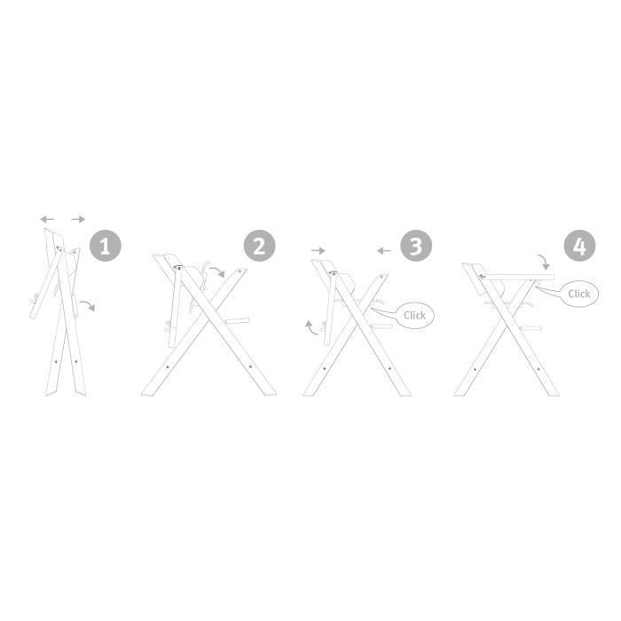 ROBA Folding High Chair - Wood/White - Meal Tray + Safety Harness