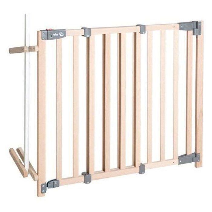 ROBA Safety Up Baby Gate for Stairs - 93.5 to 120.5 cm - Natural Wood - Automatic Closure