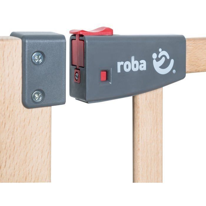ROBA Safety Up Baby Gate for Doors - 70 to 118.5 cm - Beech Wood - Automatic Magnetic Closure