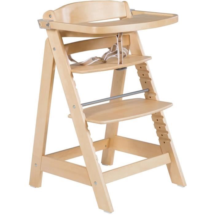 ROBA Convertible High Chair - SIT UP CLICK & FUN - Natural Wood - Removable Tray - Up to 70 kg