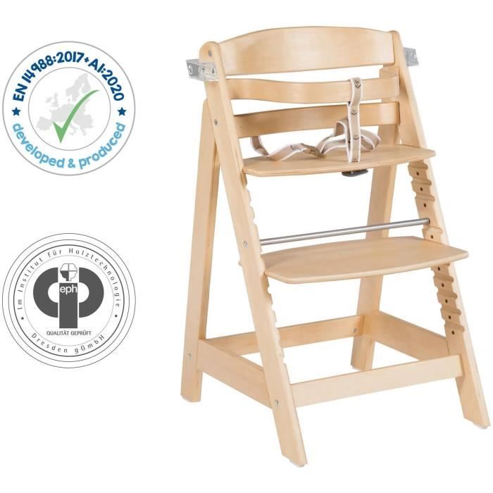 ROBA Convertible High Chair - SIT UP CLICK & FUN - Natural Wood - Removable Tray - Up to 70 kg