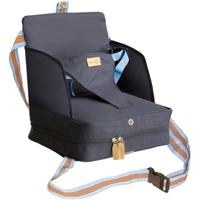 ROBA Baby Booster Seat - Foldable, Inflatable Cushion, Adjustable Belt - Navy Blue