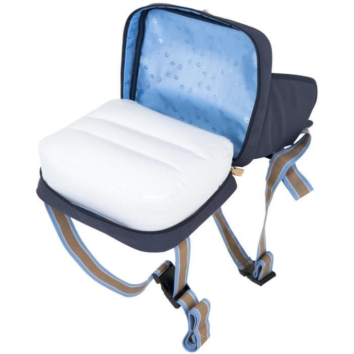 ROBA Baby Booster Seat - Foldable, Inflatable Cushion, Adjustable Belt - Navy Blue