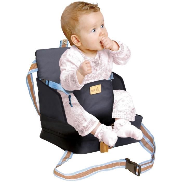 ROBA Baby Booster Seat - Foldable, Inflatable Cushion, Adjustable Belt - Navy Blue