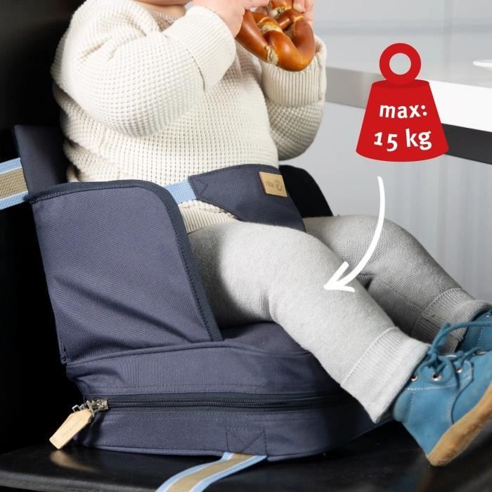 ROBA Baby Booster Seat - Foldable, Inflatable Cushion, Adjustable Belt - Navy Blue