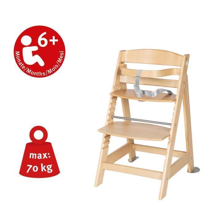 ROBA Born Up 2-in-1 Convertible High Chair + Reclining Bouncer - Sternenzauber - Natural Wood - From Birth