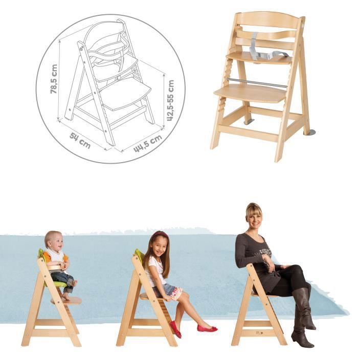 ROBA Born Up 2-in-1 Convertible High Chair + Reclining Bouncer - Sternenzauber - Natural Wood - From Birth
