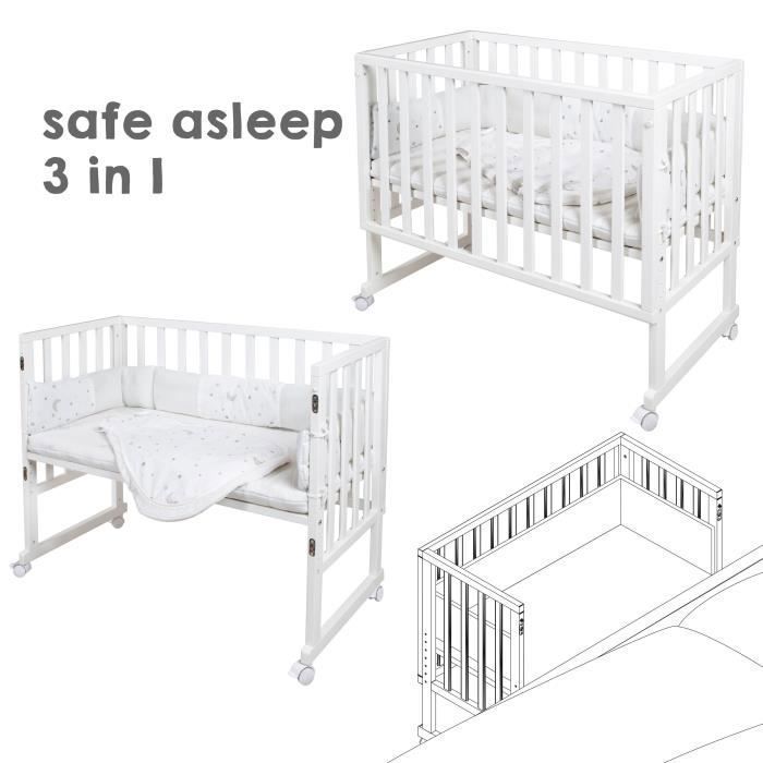 3-in-1 Co-Sleeping Crib - ROBA - SAFE ASLEEP - 'Sternenzauber' Equipment Included - White