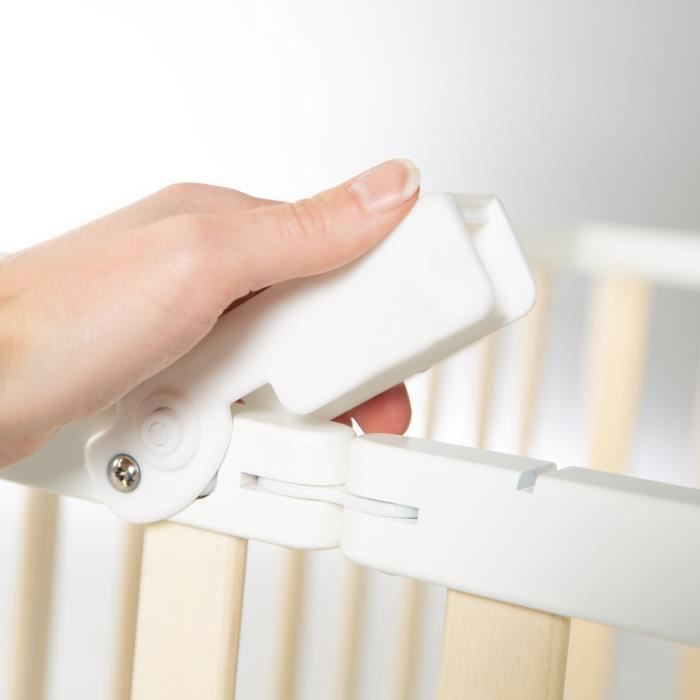 ROBA Folding Baby Playpen - 75 x 100 cm - Height Adjustable - Wheels - Wood/ White