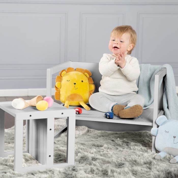 ROBA Adjustable Children's Stool - 3 Heights - Country Style - Grey