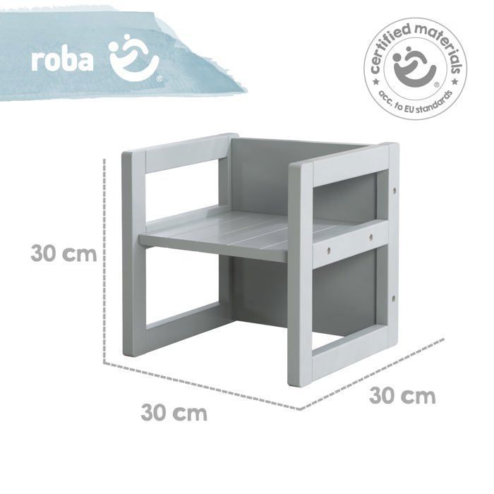 ROBA Adjustable Children's Stool - 3 Heights - Country Style - Grey